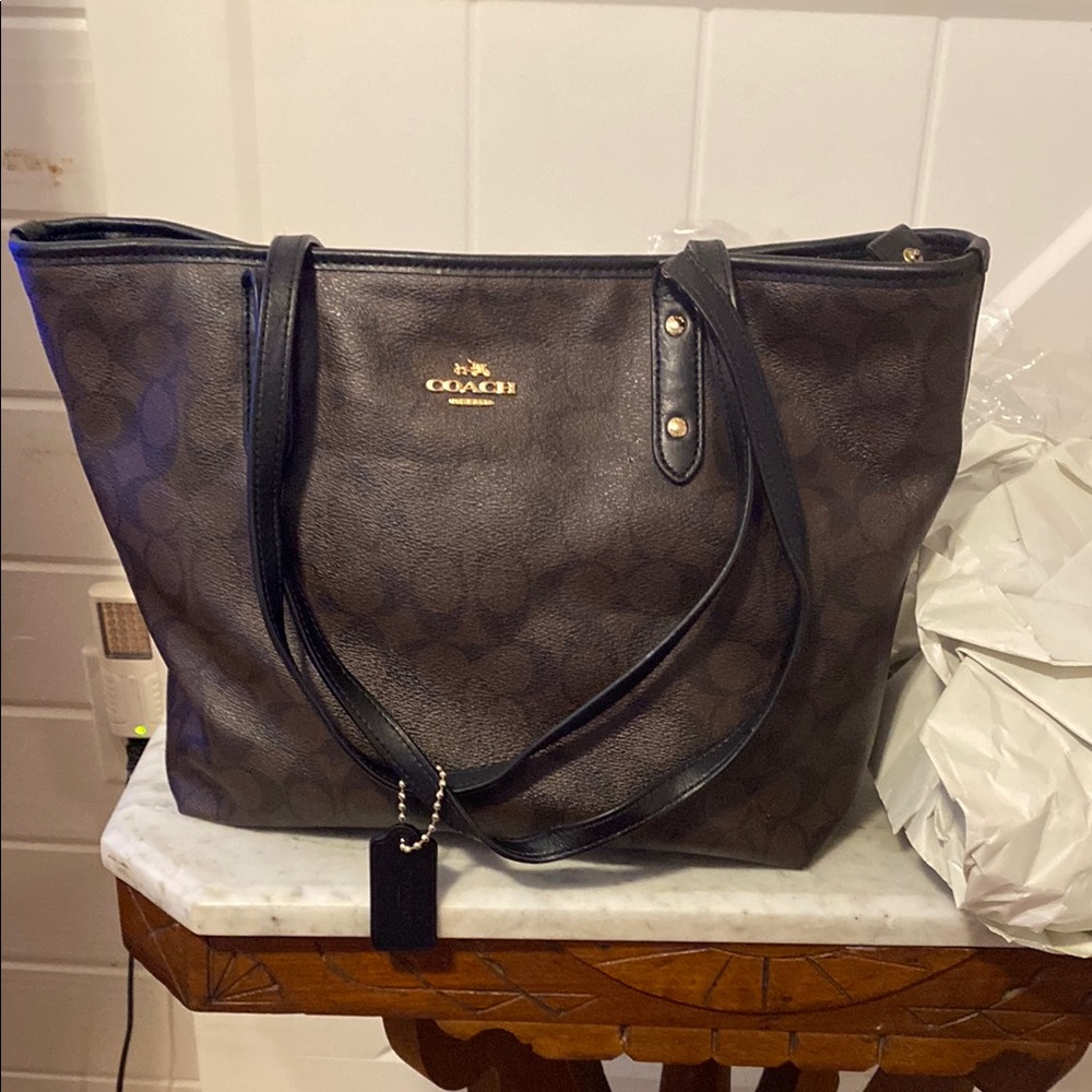 683 Coach PROJECT tote brown/blk #F58282 Preowned